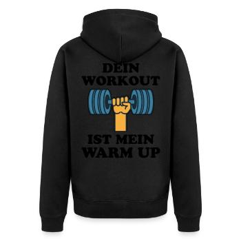 Workout Warm Up Fitness Lustiger Spruch Geschenk - Unisex Premium Bio Zip Hoodie - Schwarz - Hinten - Nico (187cm)
