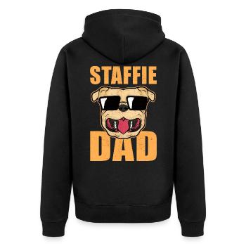 Staffordshire Bullterrier Geschenk | Hundebesitzer - Unisex Premium Bio Zip Hoodie - Schwarz - Hinten - Nico (187cm)
