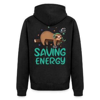 Lazy,sleeping sloth.Saving energy mode.Lazy days. - Unisex Premium Organic Zip Hoodie - black - Back - Nico (187cm)
