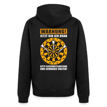 Dart Darten Dartspieler Darts Geschenk Dartscheibe - Unisex Premium Bio Zip Hoodie - Schwarz - Hinten - Nico (187cm)