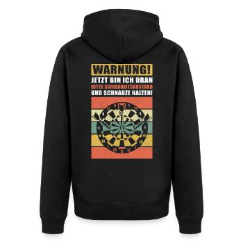 Dart Darten Geschenk Dartspieler Darts Dartscheibe - Unisex Premium Bio Zip Hoodie - Schwarz - Hinten - Nico (187cm)
