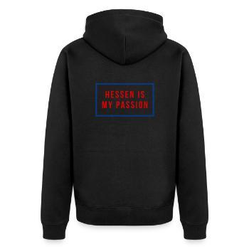 Hessen Passion Deutschland Geschenk Geschenkidee - Unisex Premium Bio Zip Hoodie - Schwarz - Hinten - Nico (187cm)