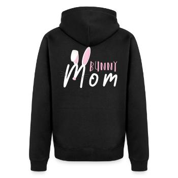 Hasen Kaninchen - Unisex Premium Bio Zip Hoodie - Schwarz - Hinten - Nico (187cm)