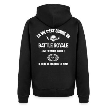 la vie c'est comme un battle royale,geek,gamer - Veste à capuche bio Premium Unisexe - noir - Dos - Nico (187cm)