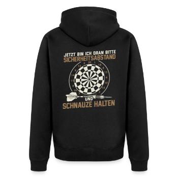 Dart Darten Darts Dartspieler Geschenk Dartboard - Unisex Premium Bio Zip Hoodie - Schwarz - Hinten - Nico (187cm)