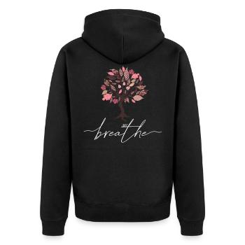 Just Breathe Tree Spring Yoga Meditation Summer - Unisex Premium Organic Zip Hoodie - black - Back - Nico (187cm)