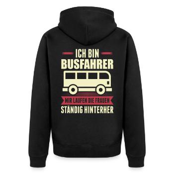 Busfahrer Geschenk Bus Busfahren Linienbus - Unisex Premium Bio Zip Hoodie - Schwarz - Hinten - Nico (187cm)