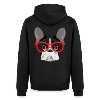 Bulldog français Bulldog anglais Bulldog - Veste à capuche bio Premium Unisexe - noir - Dos - Nico (187cm)