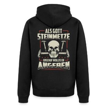 Steinmetz | Steinmetzmeister Geschenk Steinmetze - Unisex Premium Bio Zip Hoodie - Schwarz - Hinten - Nico (187cm)