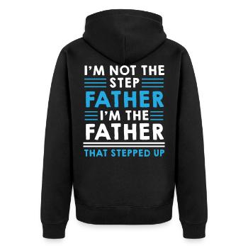Step Father Steped Up - Father's Day - Unisex Premium Organic Zip Hoodie - black - Back - Nico (187cm)