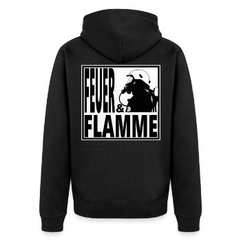 Feuerwehr, Feuerwehrmann, Geschenk, Shirt, Tasse - Unisex Premium Bio Zip Hoodie - Schwarz - Hinten - Nico (187cm)
