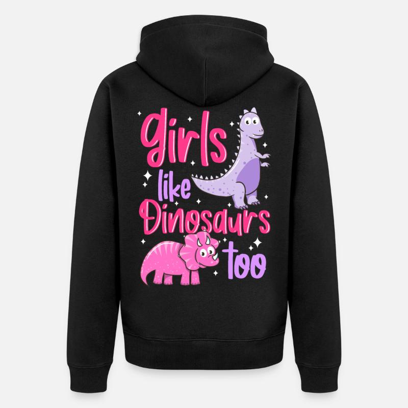 dino mädchen - Unisex Premium Bio Zip Hoodie - Schwarz