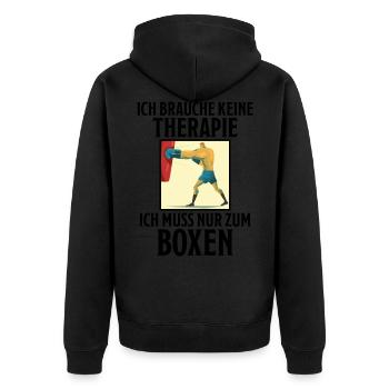 Boxen Lustiger Spruch Boxsack Boxer Sport Geschenk - Unisex Premium Bio Zip Hoodie - Schwarz - Hinten - Nico (187cm)