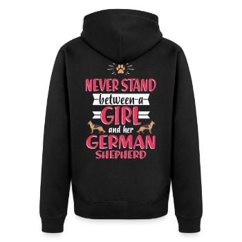 German shepherd dog - Unisex Premium Organic Zip Hoodie - black - Back - Nico (187cm)