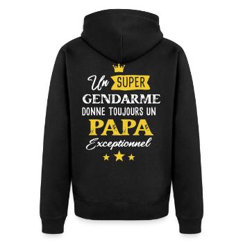 Gendarme futur papa cadeau drôle tshirt homme - Veste à capuche bio Premium Unisexe - noir - Dos - Nico (187cm)