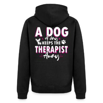 Chihuahua - Unisex Premium Bio Zip Hoodie - Schwarz - Hinten - Nico (187cm)
