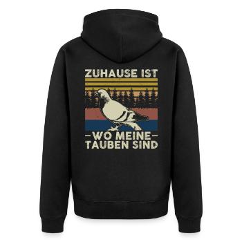 Taubenzüchter Tauben Taubenzucht Taube Geschenk - Unisex Premium Bio Zip Hoodie - Schwarz - Hinten - Nico (187cm)