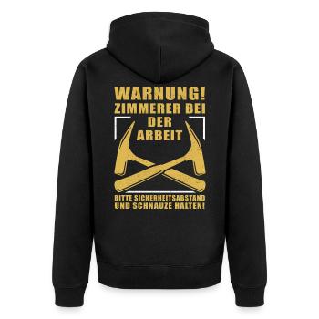 Zimmerer Zimmermann Zimmerei Geschenk Handwerker - Unisex Premium Bio Zip Hoodie - Schwarz - Hinten - Nico (187cm)
