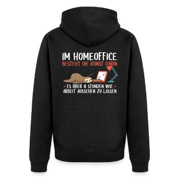 Homeoffice lustiger Spruch | Bürohumor Geschenk - Unisex Premium Bio Zip Hoodie - Schwarz - Hinten - Nico (187cm)