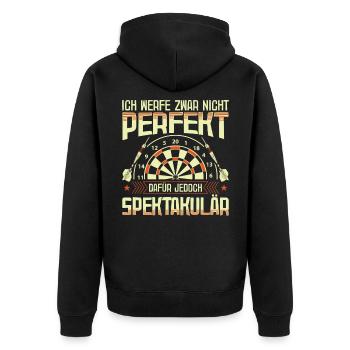 Dart Darten Darts Lustig Dartspieler Geschenk - Unisex Premium Bio Zip Hoodie - Schwarz - Hinten - Nico (187cm)