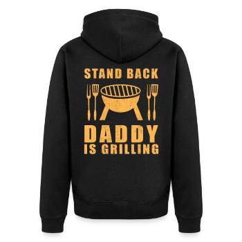 Grillen BBQ Grillparty Griller Papa Geschenk Grill - Unisex Premium Bio Zip Hoodie - Schwarz - Hinten - Nico (187cm)