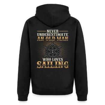 Sailing sailboat sailing ship boat captain gift - Unisex Premium Organic Zip Hoodie - black - Back - Nico (187cm)