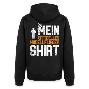 Modellflieger Hobby Modellfliegen - Unisex Premium Bio Zip Hoodie - Schwarz - Hinten - Nico (187cm)