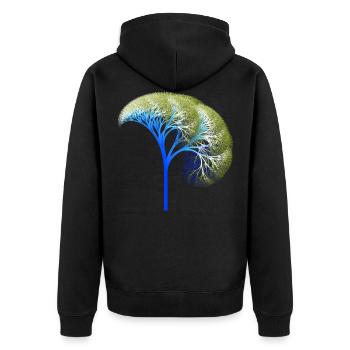 Fraktal #97 - Unisex Premium Bio Zip Hoodie - Schwarz - Hinten - Nico (187cm)