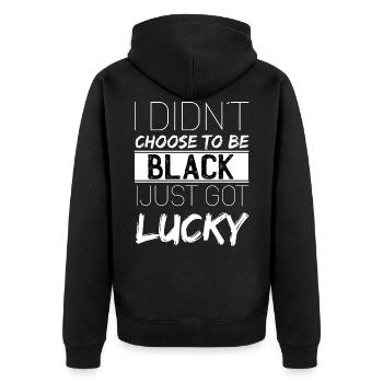 Black Lives Matter BLM - Unisex Premium Bio Zip Hoodie - Schwarz - Hinten - Nico (187cm)