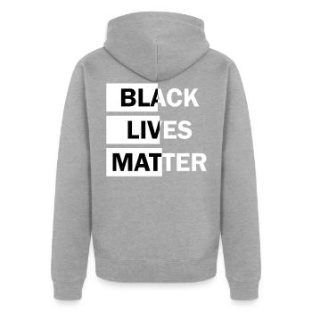 Black Lives Matter - Veste à capuche bio Premium Unisexe - gris chiné - Dos - Nico (187cm)