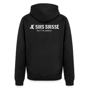 je suis suisse - Veste à capuche bio Premium Unisexe - noir - Dos - Nico (187cm)