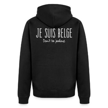belge, Belgique je suis belge fierté belge - Veste à capuche bio Premium Unisexe - noir - Dos - Nico (187cm)