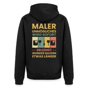 Maler und Lackierer Malermeister Malerei Geschenk - Unisex Premium Bio Zip Hoodie - Schwarz - Hinten - Nico (187cm)