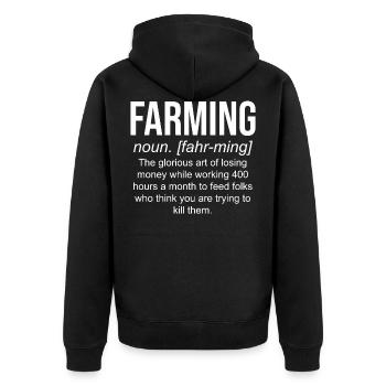 Landwirt Bäuerin - Unisex Premium Bio Zip Hoodie - Schwarz - Hinten - Nico (187cm)