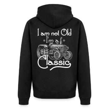 Landwirt Bäuerin - Unisex Premium Bio Zip Hoodie - Schwarz - Hinten - Nico (187cm)