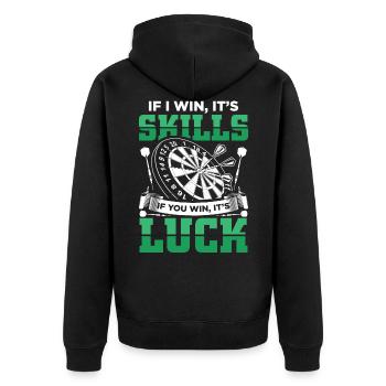 Dart Funny Darts Sayings | Dart Player Gift - Unisex Premium Organic Zip Hoodie - black - Back - Nico (187cm)