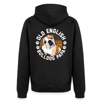 Old English Bulldog papa | Propriétaire de chien cadeau - Veste à capuche bio Premium Unisexe - noir - Dos - Nico (187cm)
