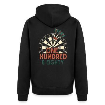 Vintage Darts Dartscheibe 180 One Hundred Eighty - Unisex Premium Organic Zip Hoodie - black - Back - Nico (187cm)