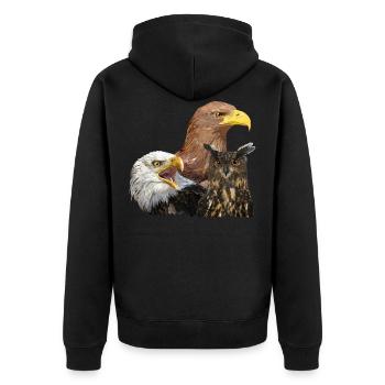 Owl and Pygmies - Unisex Premium Organic Zip Hoodie - black - Back - Nico (187cm)