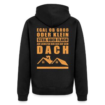 Dachdecker Spruch | Dachdeckermeister Geschenk - Unisex Premium Bio Zip Hoodie - Schwarz - Hinten - Nico (187cm)