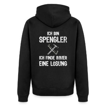 Spengler Dellendoktor Kfz Auto Beruf Lackierer - Unisex Premium Bio Zip Hoodie - Schwarz - Hinten - Nico (187cm)