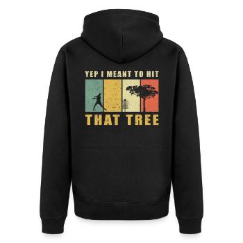 Discgolf Disc Golf | Discgolfspieler Geschenk - Unisex Premium Bio Zip Hoodie - Schwarz - Hinten - Nico (187cm)