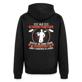 Schornsteinfeger Kaminkehrer | Kaminfeger Geschenk - Unisex Premium Bio Zip Hoodie - Schwarz - Hinten - Nico (187cm)