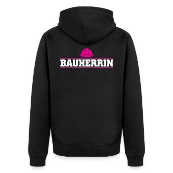 Bauherrin Hausbau Baubeginn Richtfest Geschenk - Unisex Premium Bio Zip Hoodie - Schwarz - Hinten - Nico (187cm)