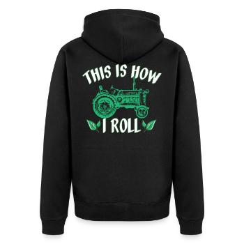 Landwirt Bäuerin - Unisex Premium Bio Zip Hoodie - Schwarz - Hinten - Nico (187cm)
