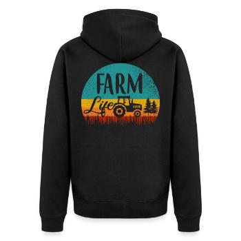 Landwirt Bäuerin - Unisex Premium Bio Zip Hoodie - Schwarz - Hinten - Nico (187cm)