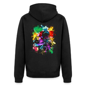 Colorful American Football Players Splash Art - Unisex Premium Organic Zip Hoodie - black - Back - Nico (187cm)