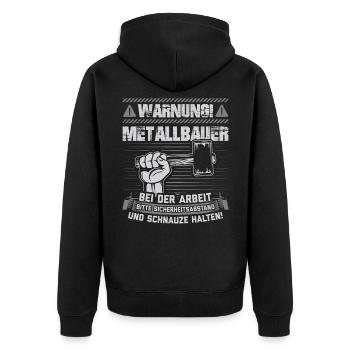 Metallbauer Metallbau Schlosser Geschenk - Unisex Premium Bio Zip Hoodie - Schwarz - Hinten - Nico (187cm)