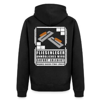 Fliesenleger Fliesenlegen | Fliesen Geschenk - Unisex Premium Bio Zip Hoodie - Schwarz - Hinten - Nico (187cm)