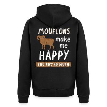 Drôle de mufflon sort mouton sauvage nature forêt - Veste à capuche bio Premium Unisexe - noir - Dos - Nico (187cm)